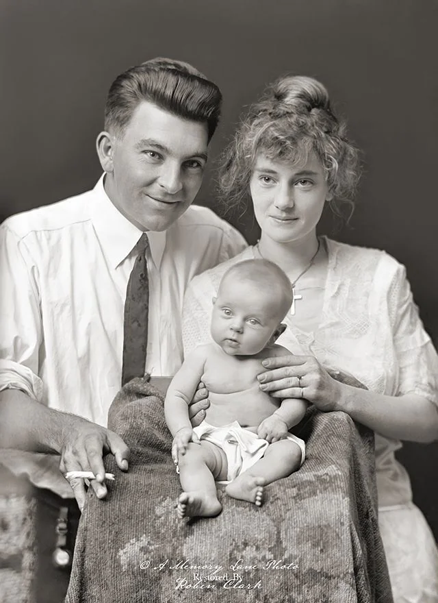 Old damaged black and white photo before restoration